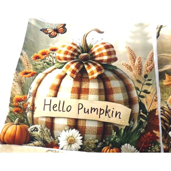Fall Halloween Thanksgiving Home Decor Pillow Covers set of 4 18X18" New - Picture 2 of 5